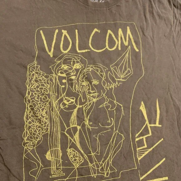 Y2K Volcom Featured Artist 2006 Holiday Collection Brown T-Shirt Men's XL Skater - Picture 2 of 8